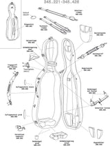 GEWA poignée de transport avec rivets pour étui de violoncelle Idea Original Carbon 2.9