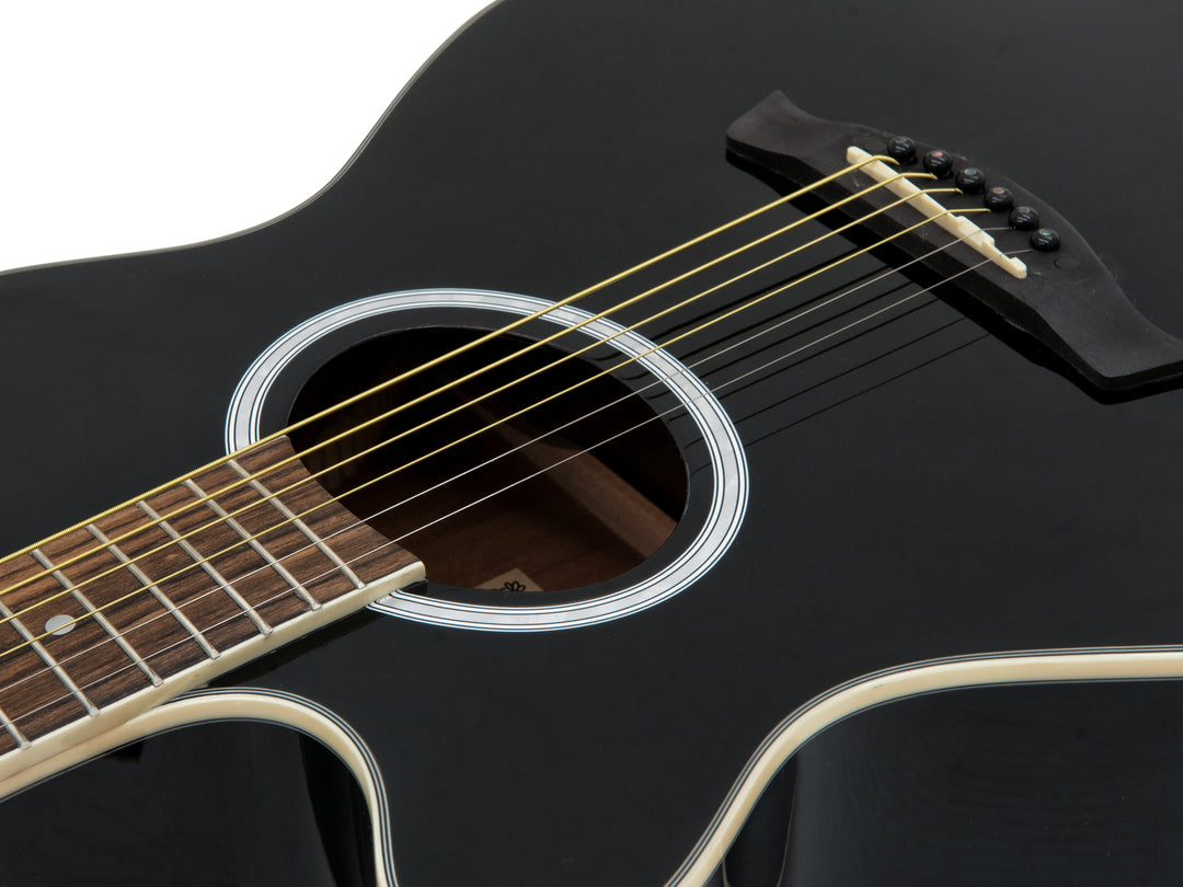 DiMavery AW-400 Guitare Western LH (Noir)