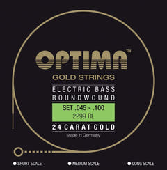 Optima Cordes de guitare basse électrique Gold Strings Round Wound long scale - Jeu 4 cordes reg-light (2299L)