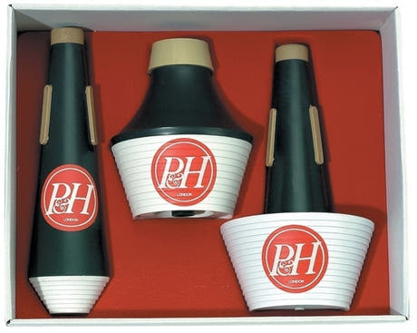 Ensemble de sourdines P&H London pour trompette : straight, wow-wow et cup