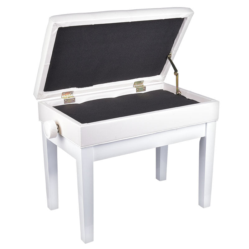 Banquette de piano – rangement et hauteur réglable (blanche)
