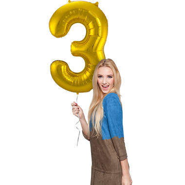 Ballon en Forme de Chiffre 3 (Or, 86 cm)