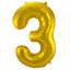 3 Shaped Number Foil Balloon Gold (86 cm)