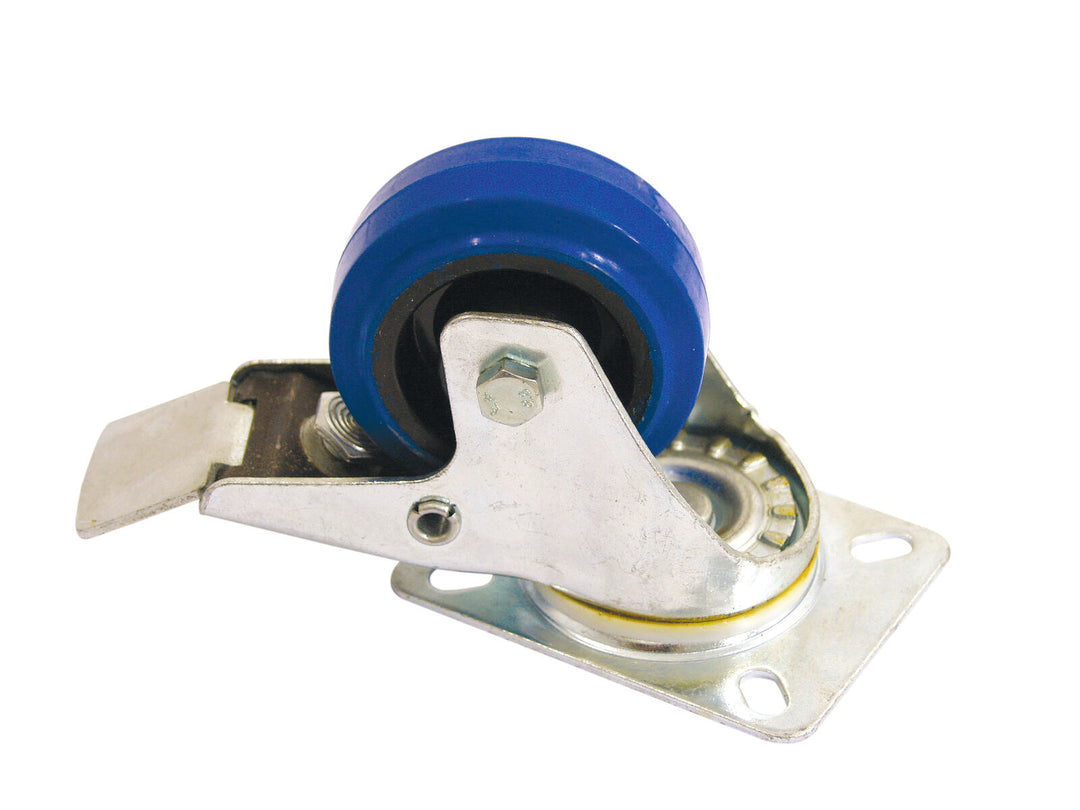Roulette pivotante ROADINGER 80mm bleue avec frein