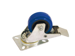Roulette pivotante ROADINGER 80mm bleue avec frein