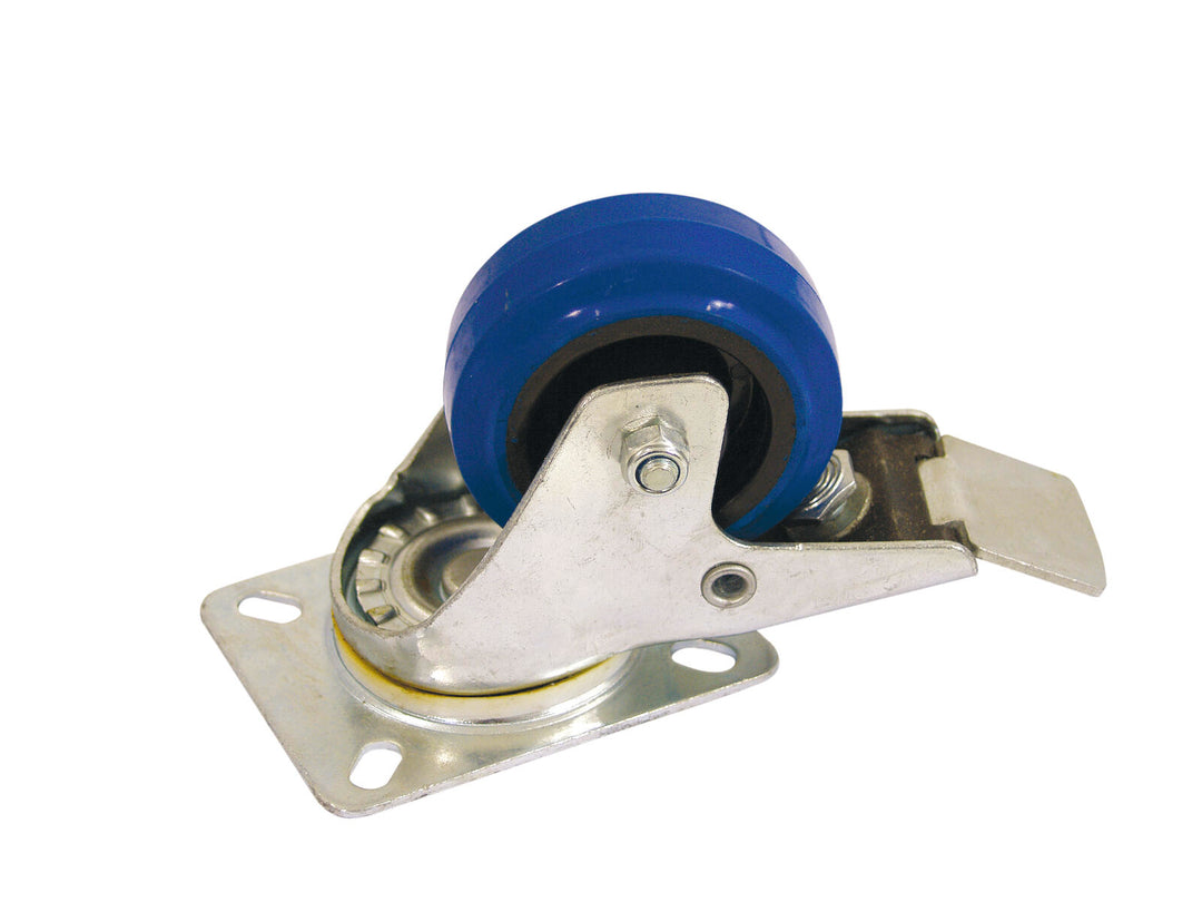Roulette pivotante ROADINGER 80mm bleue avec frein