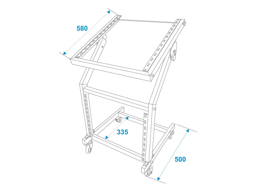 OMNITRONIC support rack 12U/10U réglable sur roues
