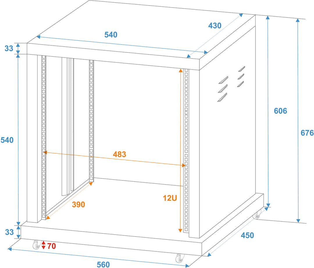 ROADINGER Rack en acier SR-19, 12U