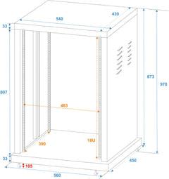 ROADINGER Rack en acier SR-19, 18U