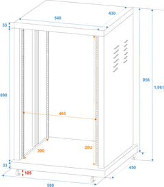 ROADINGER Rack en acier SR-19, 20U