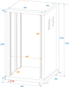 ROADINGER Rack en acier SR-19, 30U