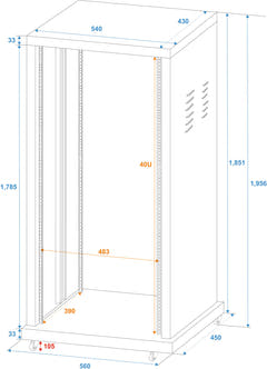 ROADINGER Rack en acier SR-19, 40U