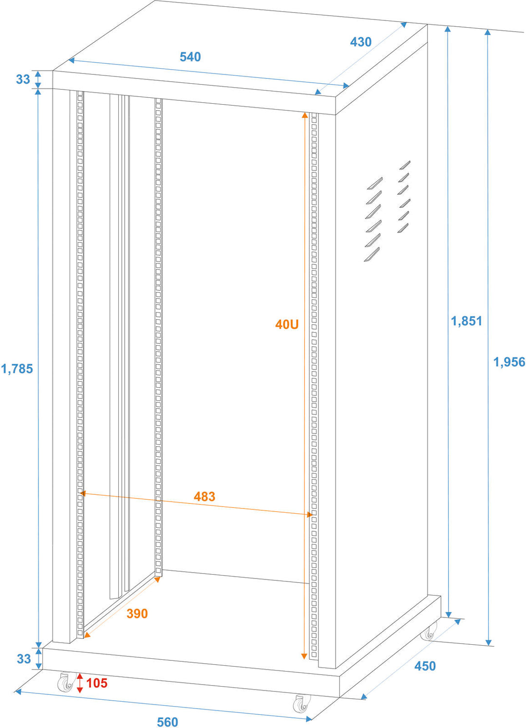 ROADINGER Rack en acier SR-19, 40U