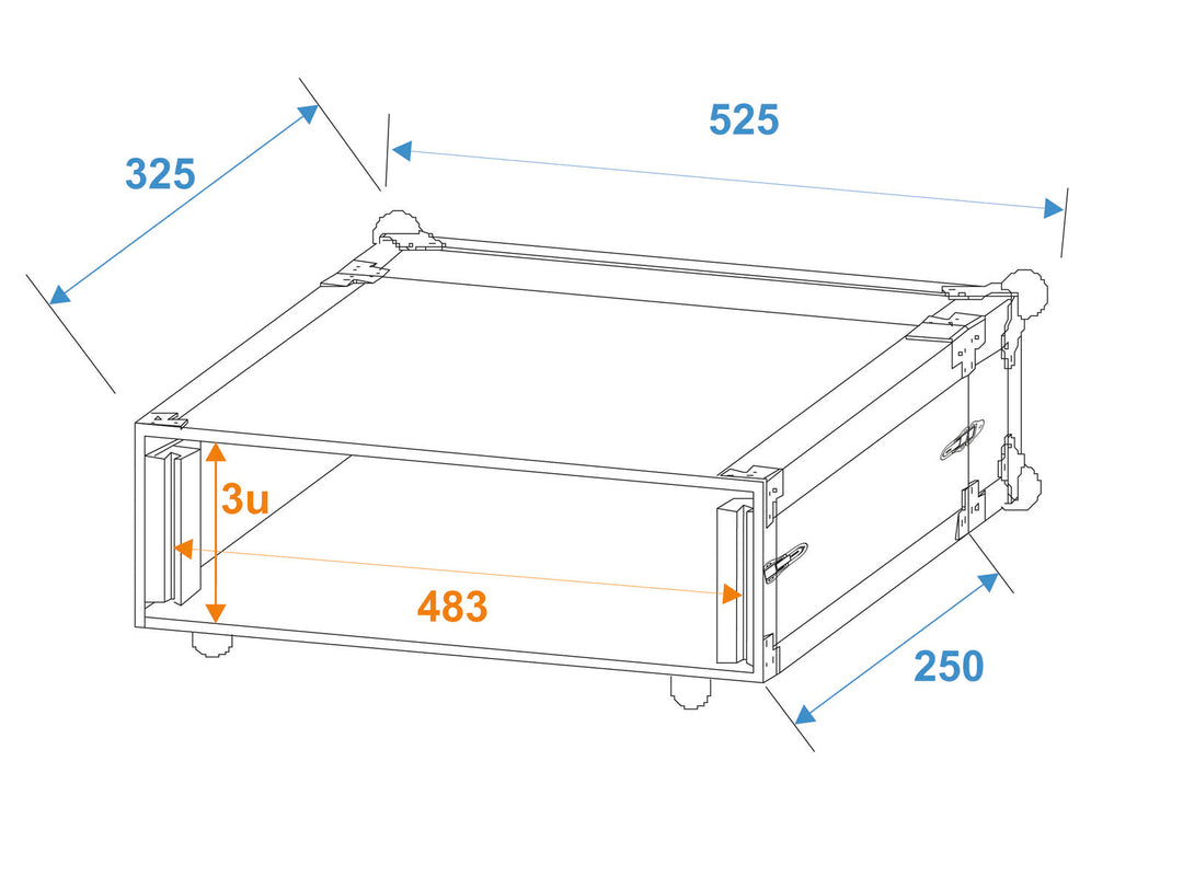 ROADINGER Effect Rack CO DD, 3U, profondeur 24cm, noir