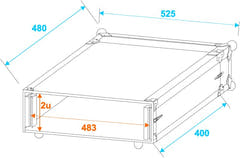 Roadinger Effect Rack CO DD 2 Unit (40cm Profond)