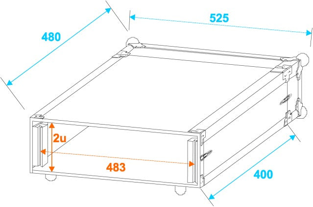Roadinger Effect Rack CO DD 2 Unit (40cm Profond)