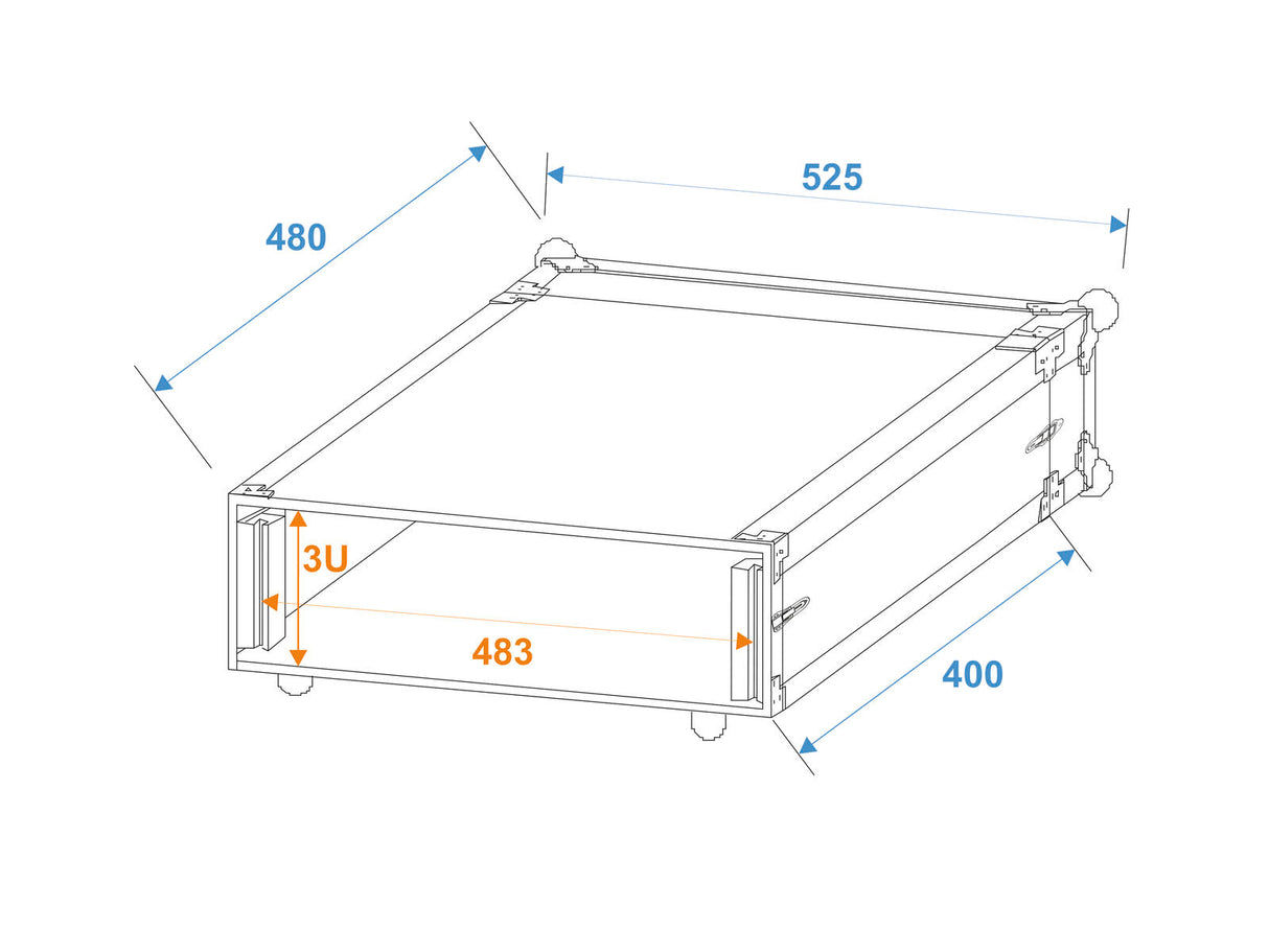 ROADINGER Effect Rack CO DD, 3U, 40cm deep, black