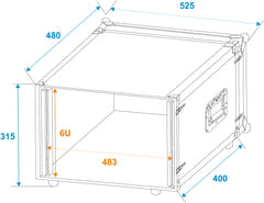 ROADINGER Effect Rack CO DD, 6U, profondeur de 38cm, noir