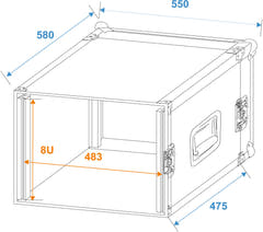 ROADINGER Rack d’amplificateur PR-2, 8U, 47cm de profondeur
