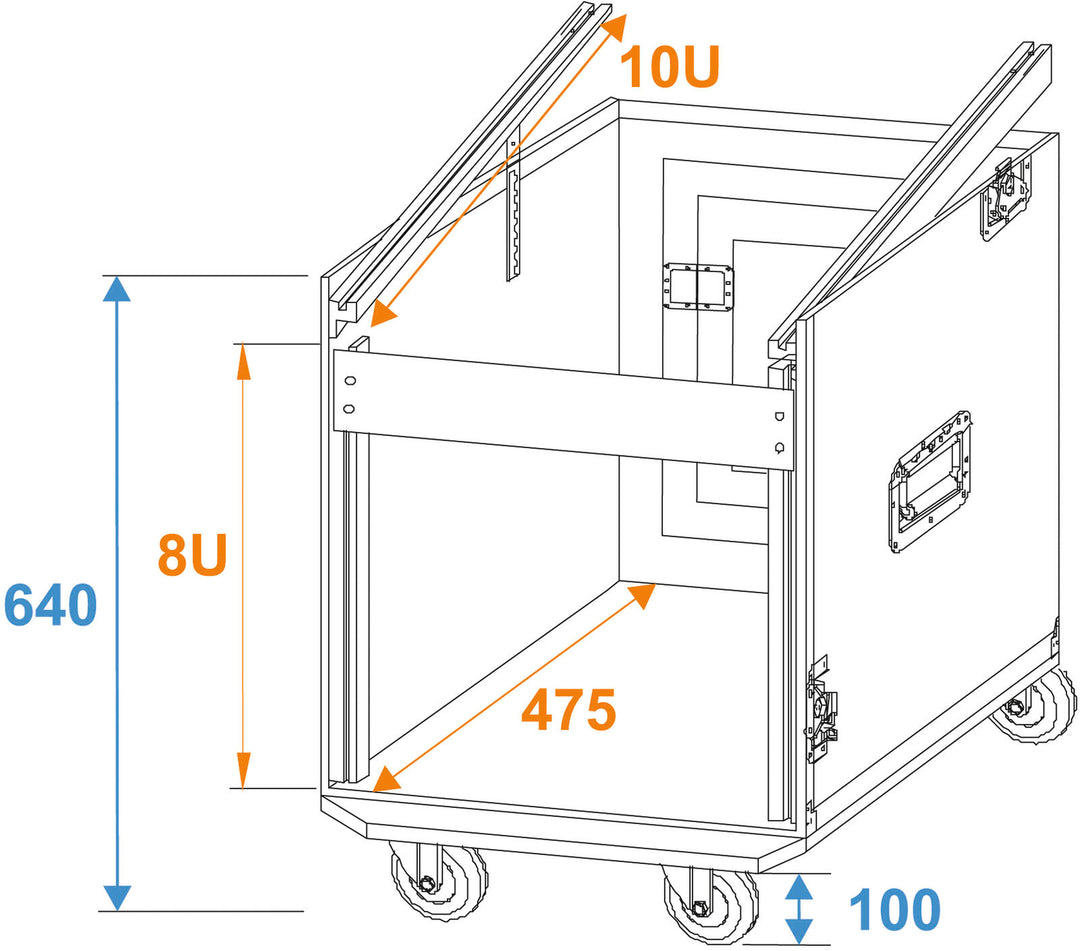 ROADINGER Special Combo Case Pro, 8U avec roues