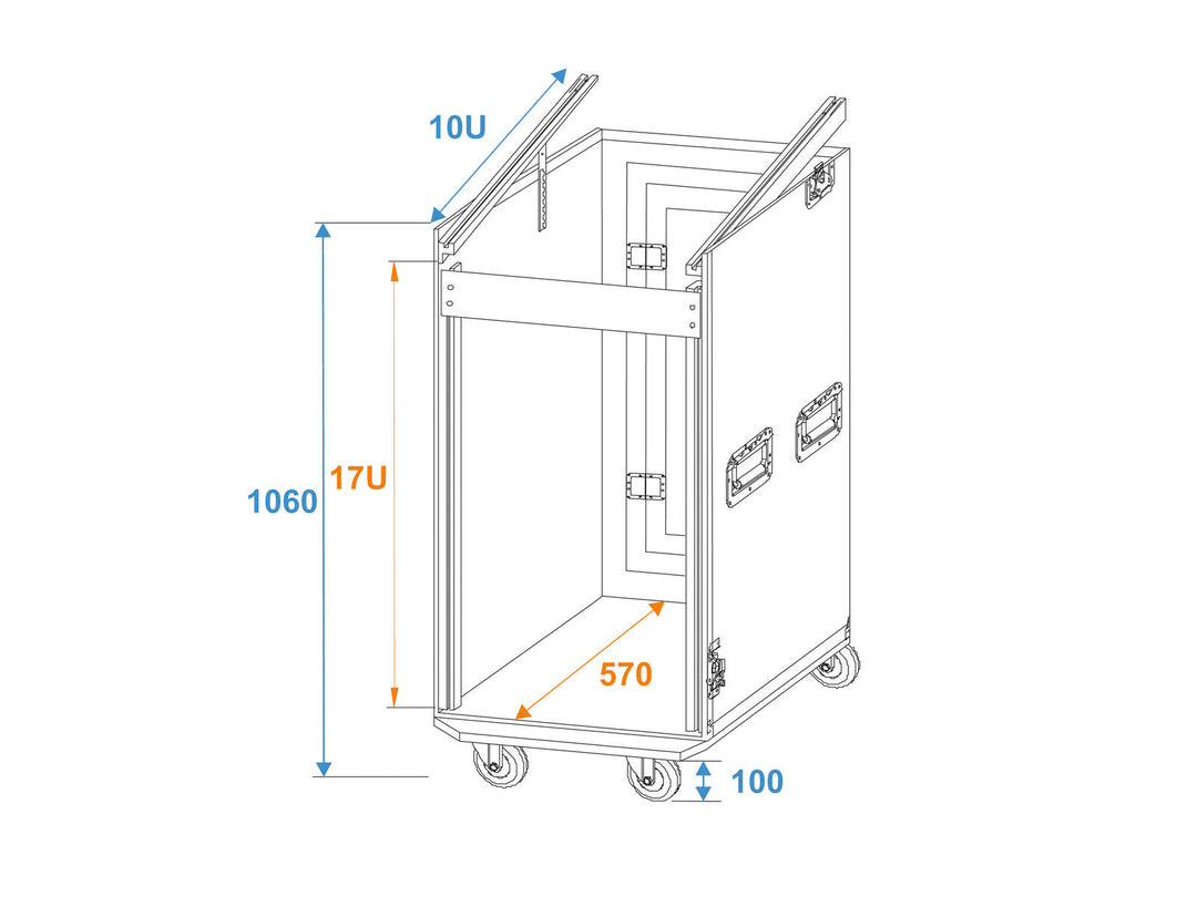 Roadinger Combo Case Pro 17U avec Roulettes