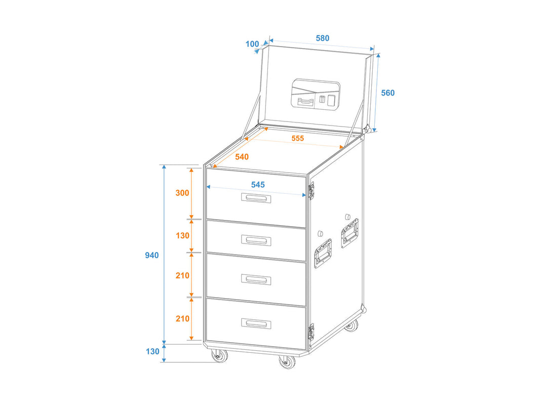 ROADINGER WDS-1 Valise universelle à tiroirs avec roulettes