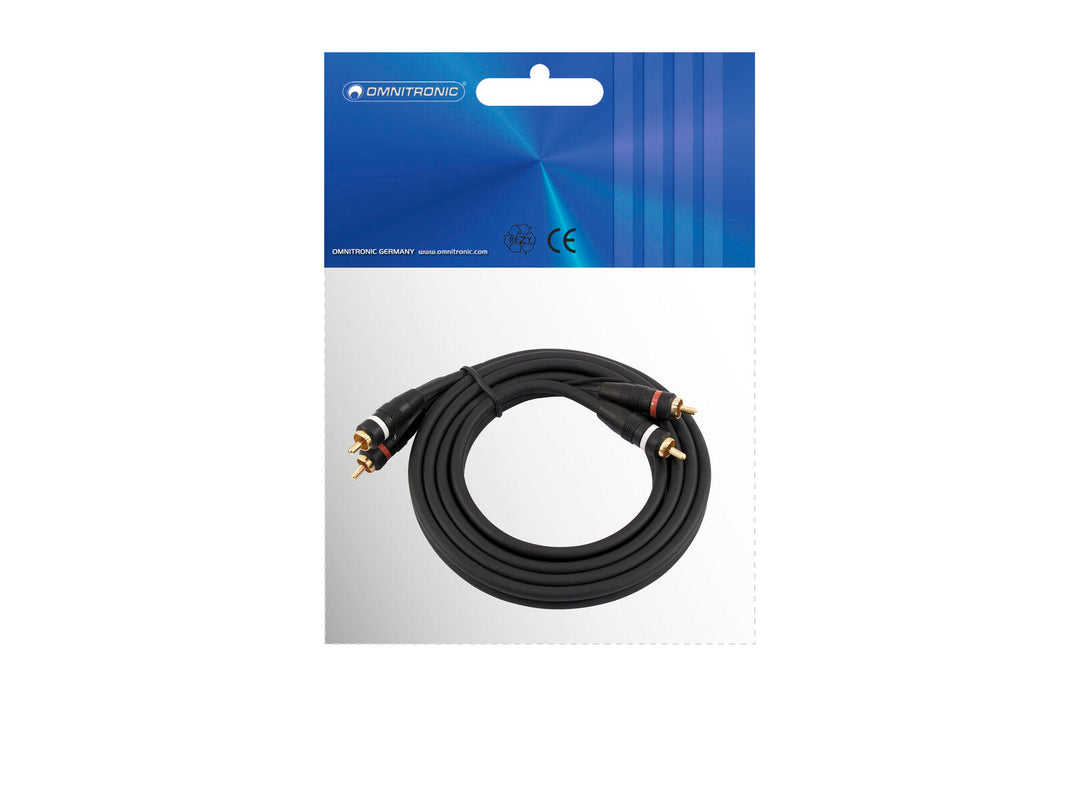 OMNITRONIC Câble RCA 2x2 avec masse 1.5m