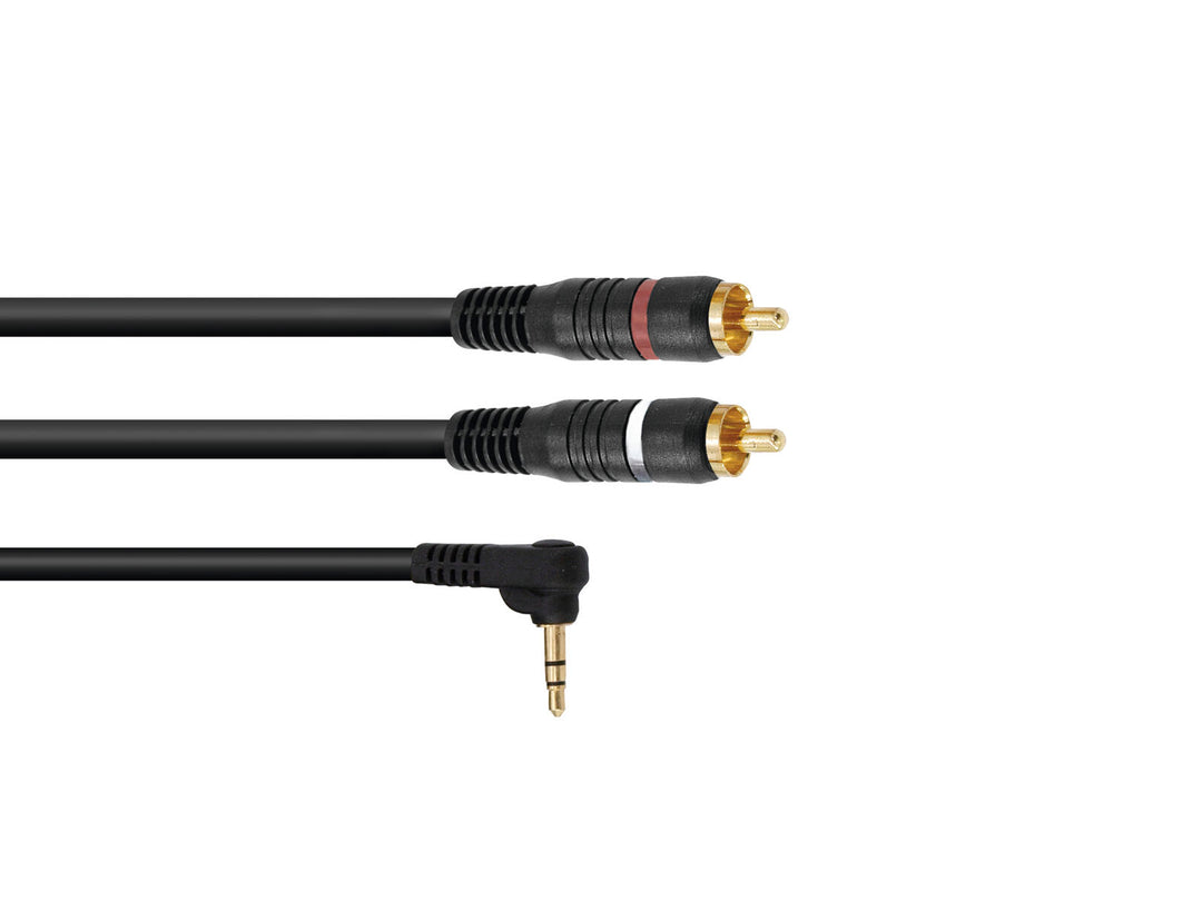 OMNITRONIC Câble adaptateur Jack 3.5 90°/2xRCA 1.5m bk