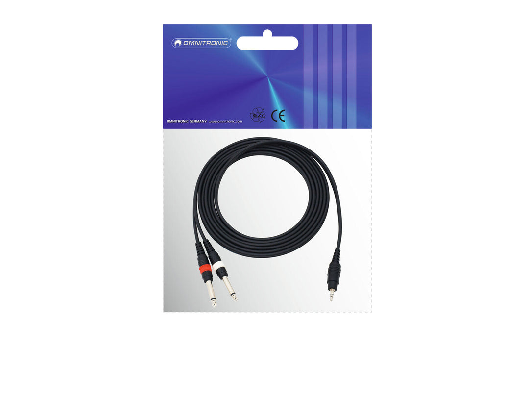 OMNITRONIC Câble adaptateur jack 3,5/jack 2x 3m bk