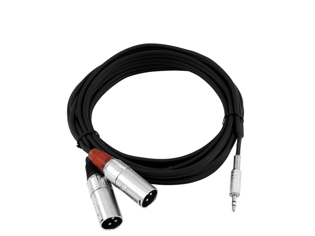 OMNITRONIC Câble adaptateur Jack 3.5/2xXLR(M) 3m bk
