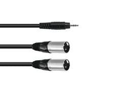 OMNITRONIC Câble adaptateur Jack 3.5/2xXLR(M) 1.5m bk