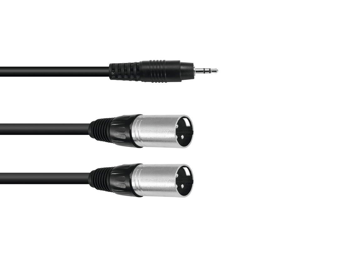 OMNITRONIC Câble adaptateur Jack 3.5/2xXLR(M) 1.5m bk