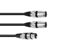Câble adaptateur OMNITRONIC XLR(F)/2xXLR(M) 1.5m bk