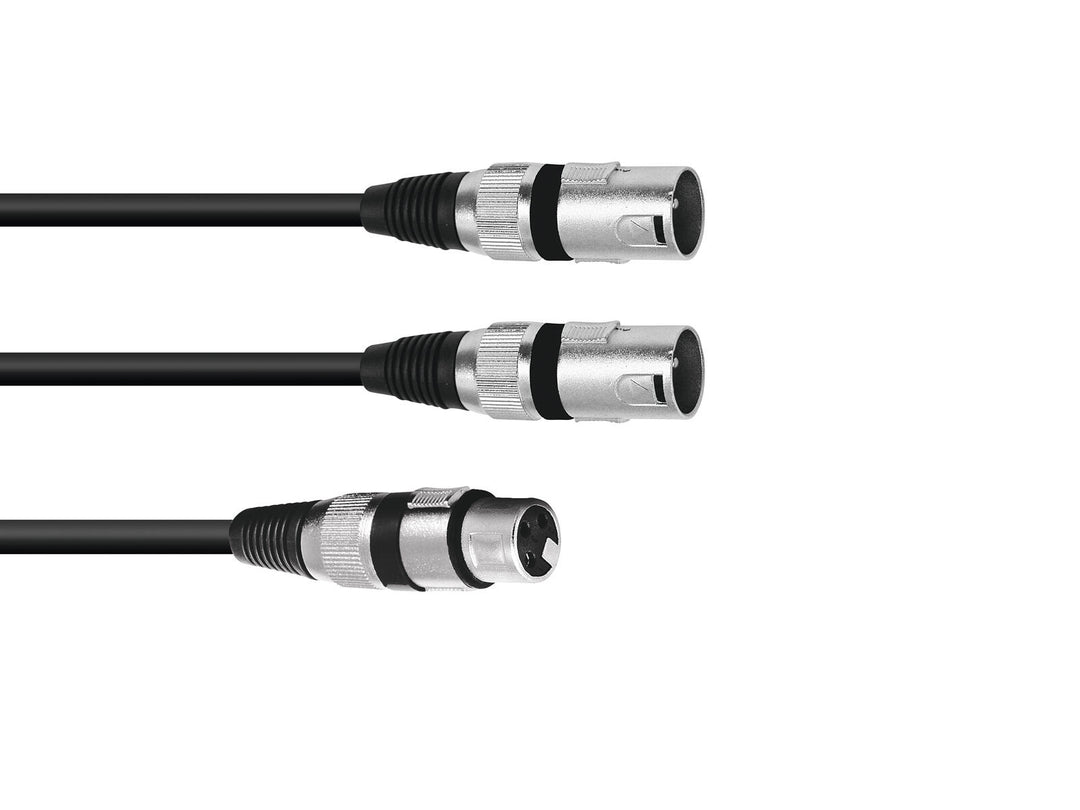 Câble adaptateur OMNITRONIC XLR(F)/2xXLR(M) 1.5m bk
