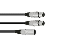 OMNITRONIC Câble adaptateur XLR(M)/2xXLR(F) 0.5m bk