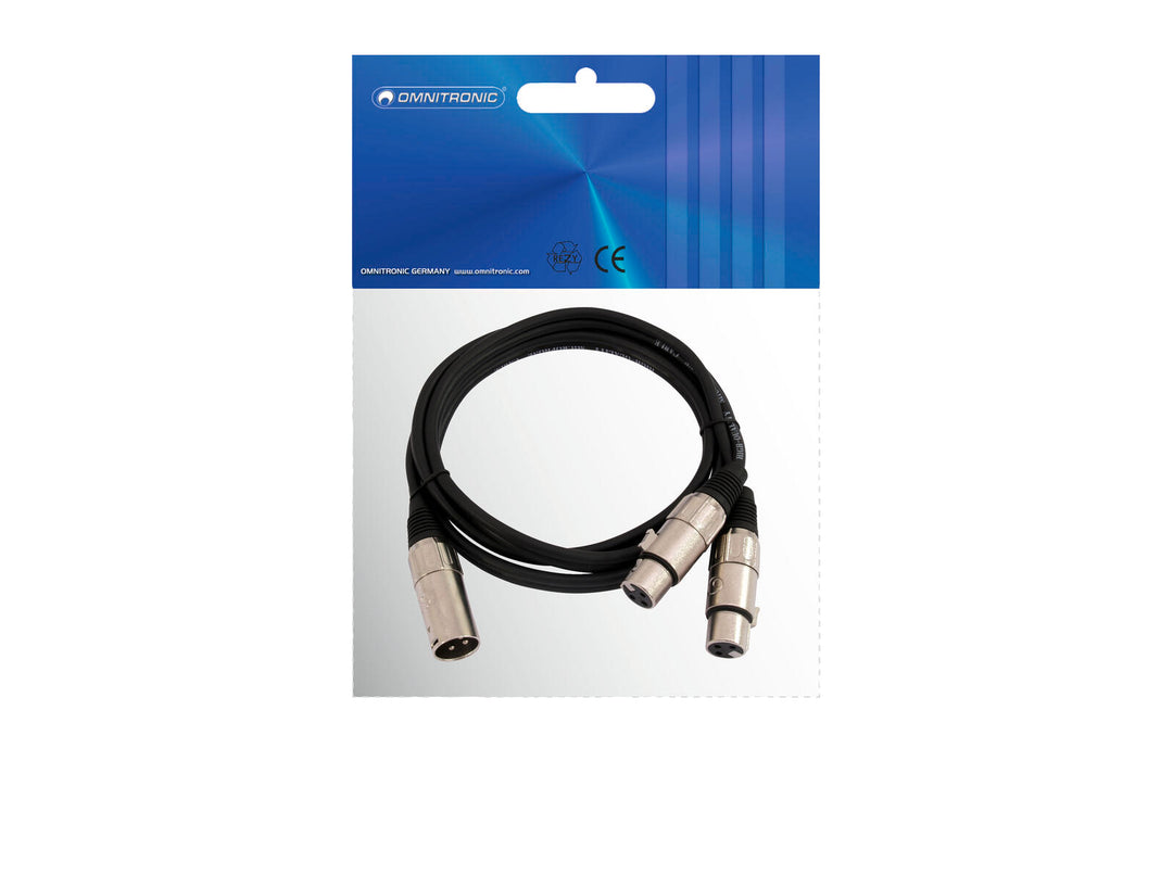 OMNITRONIC Câble adaptateur XLR(M)/2xXLR(F) 0.5m bk