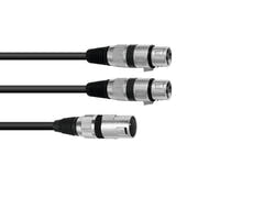 OMNITRONIC Câble adaptateur XLR(M)/2xXLR(F) 1.5m bk