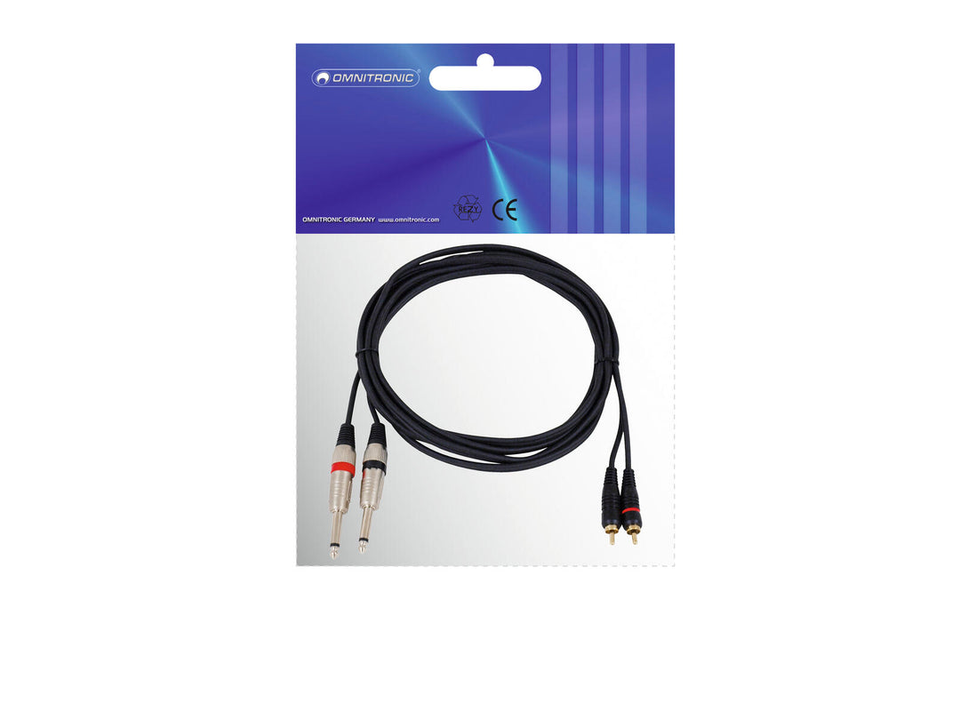 OMNITRONIC Câble adaptateur 2xJack/2xRCA 3m bk