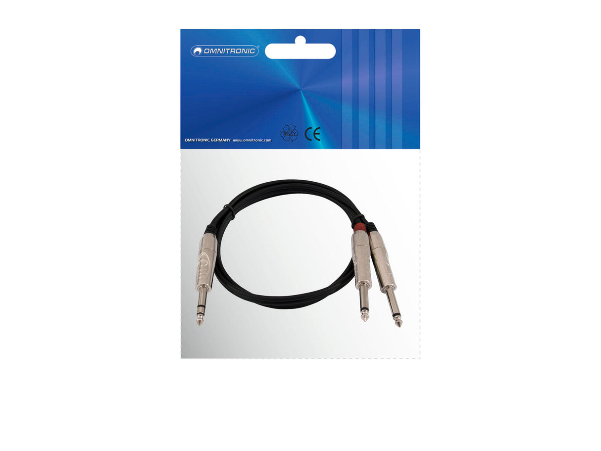OMNITRONIC Adapter Cable Jack/2xJack 3m