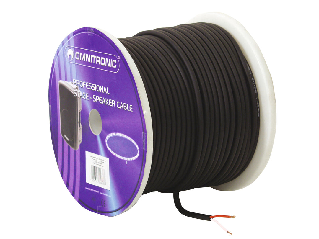 Câble d’enceinte OMNITRONIC 2x1.5 50m bk durable