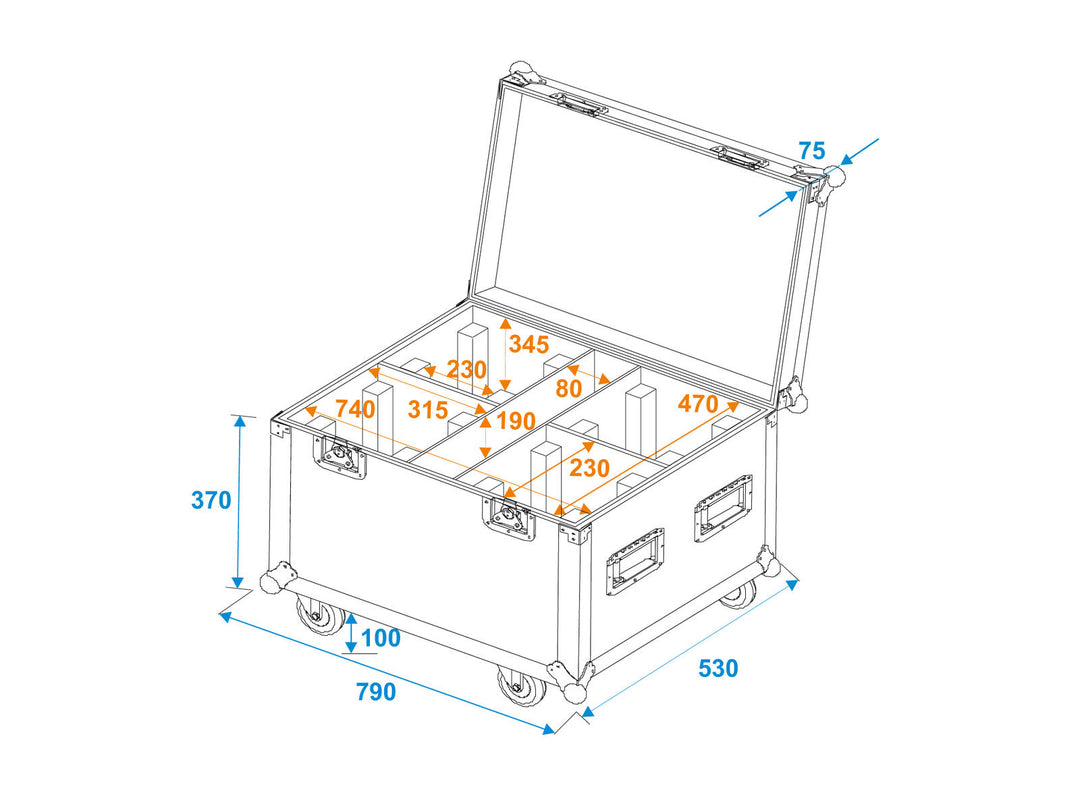 Flight-case ROADINGER 4x TMH-X4