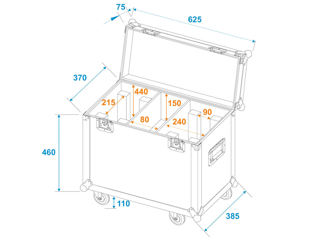 ROADINGER Flightcase 2x TMH-X12 avec roulettes