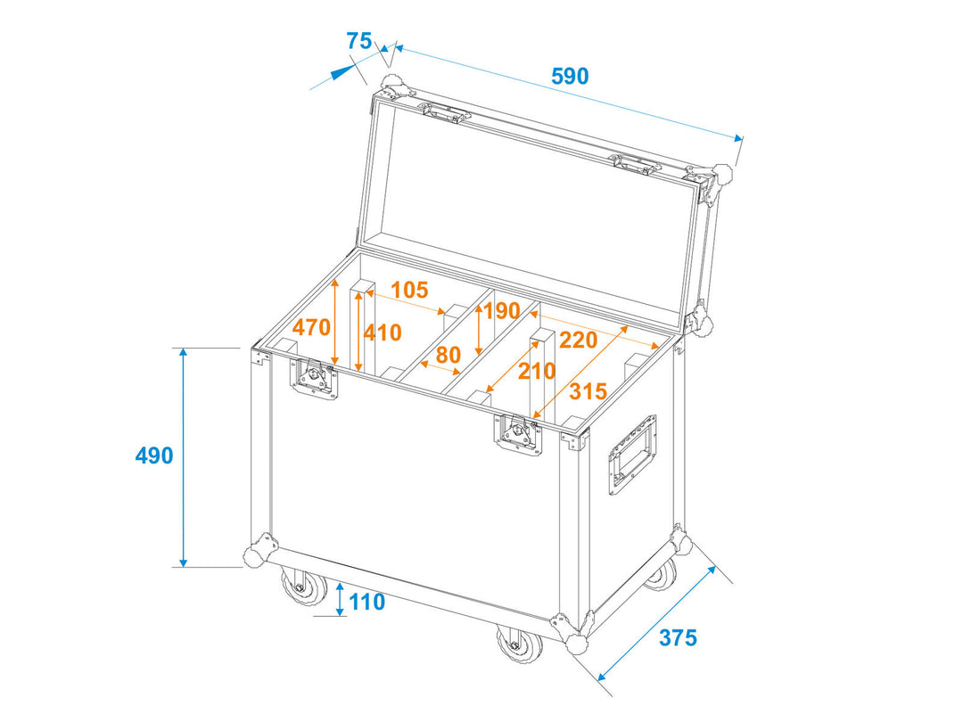 ROADINGER Flight-case 2x TMH-XB-280