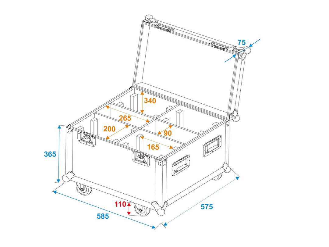 ROADINGER Flight-case 4x TMH-S90/H90/B90