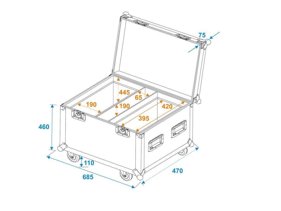 ROADINGER Flight-case pour 2x TMH-W555