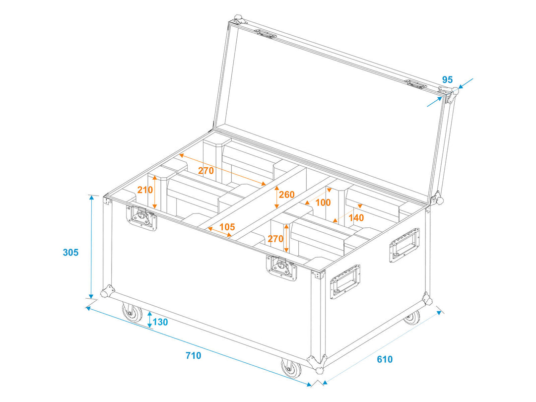 ROADINGER Flightcase 4x LED TMH-X1 Moving Head Beam avec roulettes