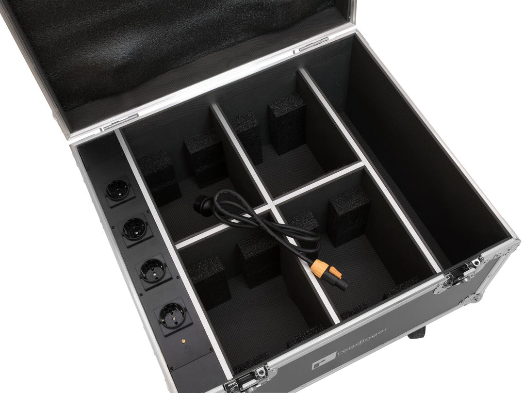 ROADINGER Flightcase 4x AKKU IP PAR 7 QCL WDMX avec fonction de recharge