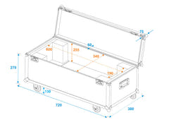 ROADINGER Flightcase 1x LED SL-350/SL-160 avec roulettes