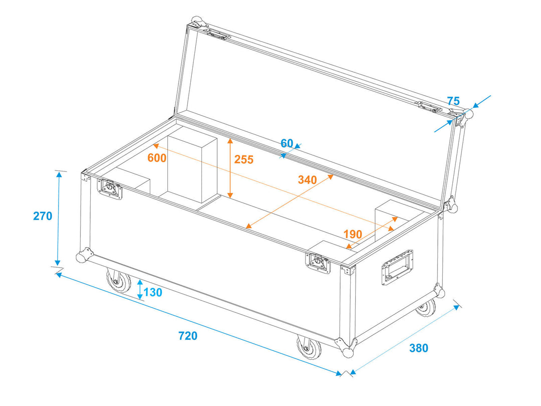 ROADINGER Flightcase 1x LED SL-350/SL-160 avec roulettes