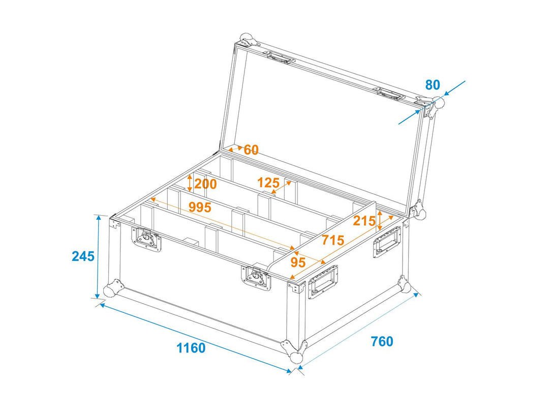 Flightcase ROADINGER pour 4 LED PMB-8 COB QCL